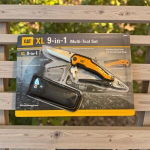 CAT Caterpillar XL 9-in-1 Multi-Tool Set Pliers Knife Saw w/ Belt Pouch